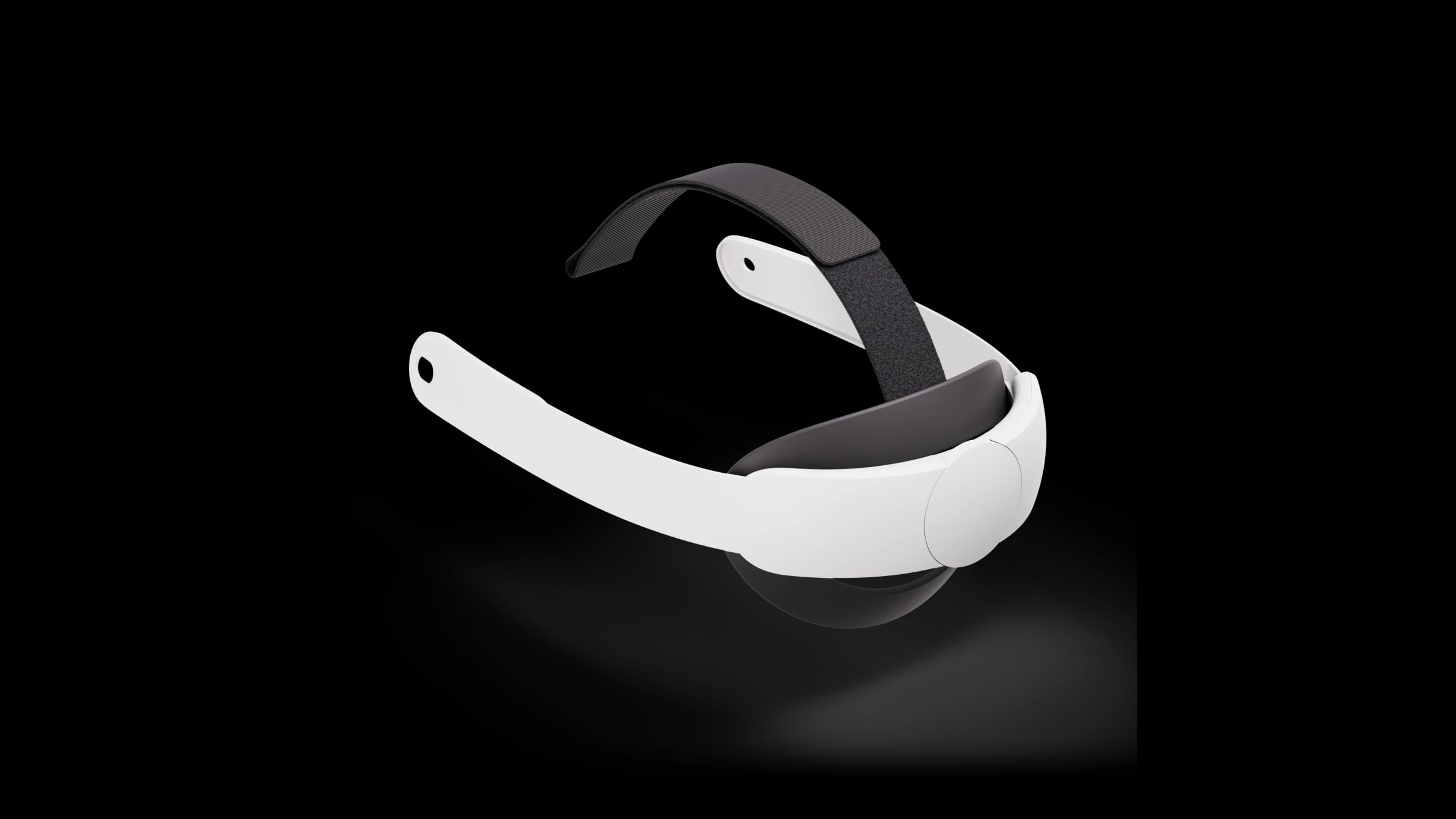 Meta Quest Elite Strap in white with a dark padded rear cradle and top strap, shown on its own